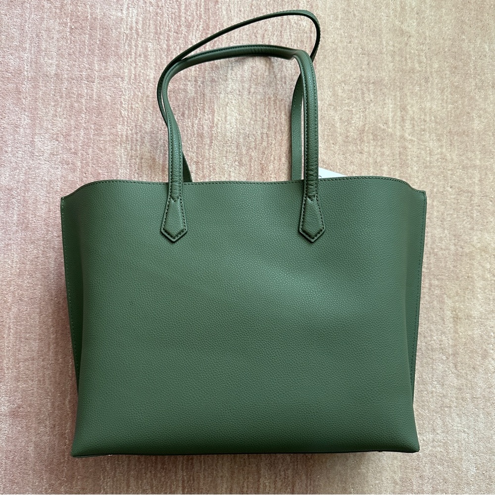 Quince Italian Leather Triple Compartment Tote Olive Green - Picture 10 of 16